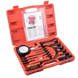 17 Pc Diesel Engine Cylinder Compression Tester Tool   Pressure Gauge Test Kit For Car and Truck