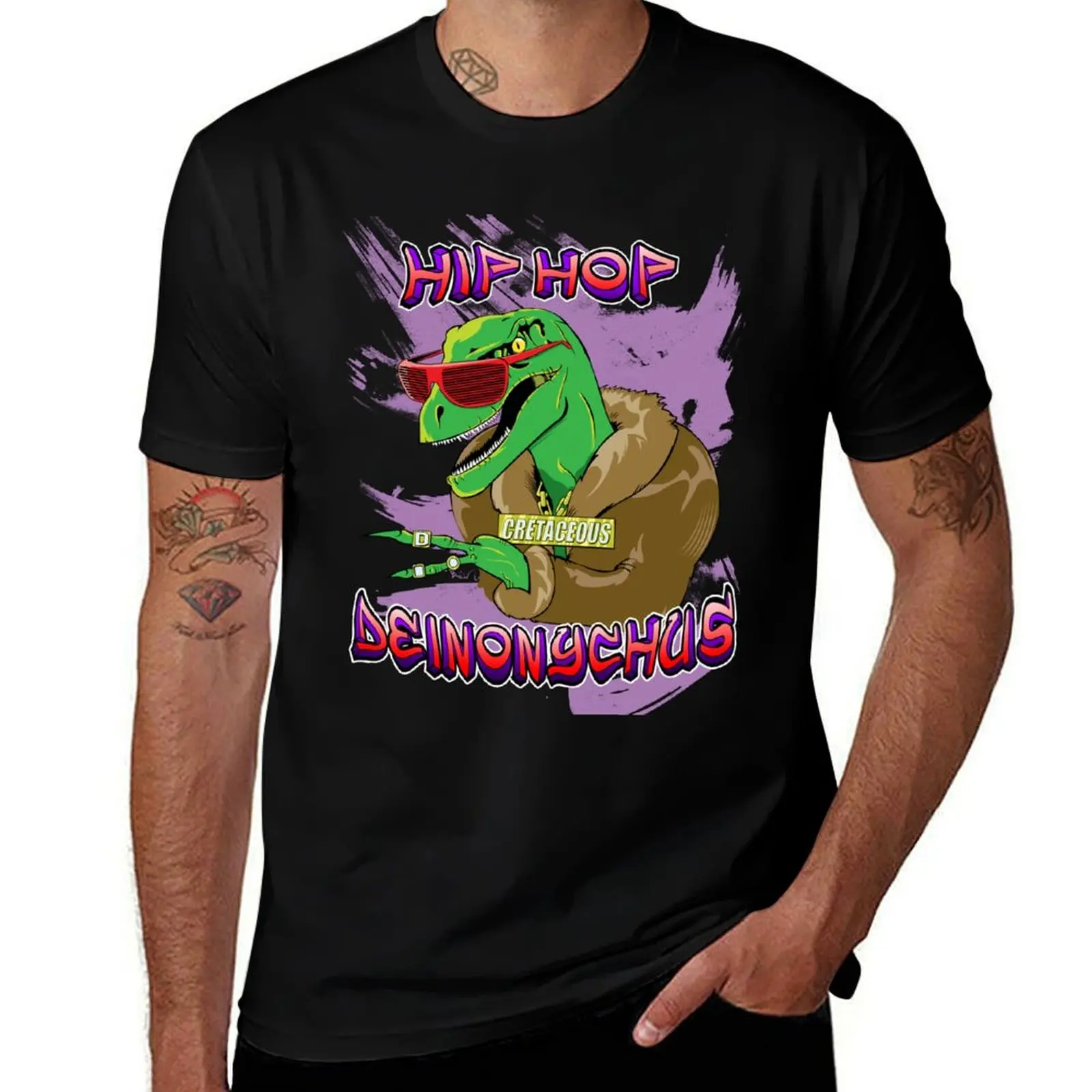 

Футболка в стиле хип-хоп Deinonychus, черная хлопковая футболка, простая мужская футболка в упаковке