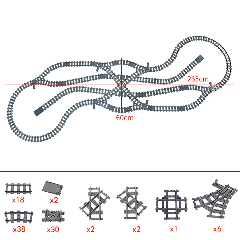 City Trains Bridge Flexible Switch Railway Tracks Rails Manual Level Crossing Forked Straight Curved Building Block Bricks Toys