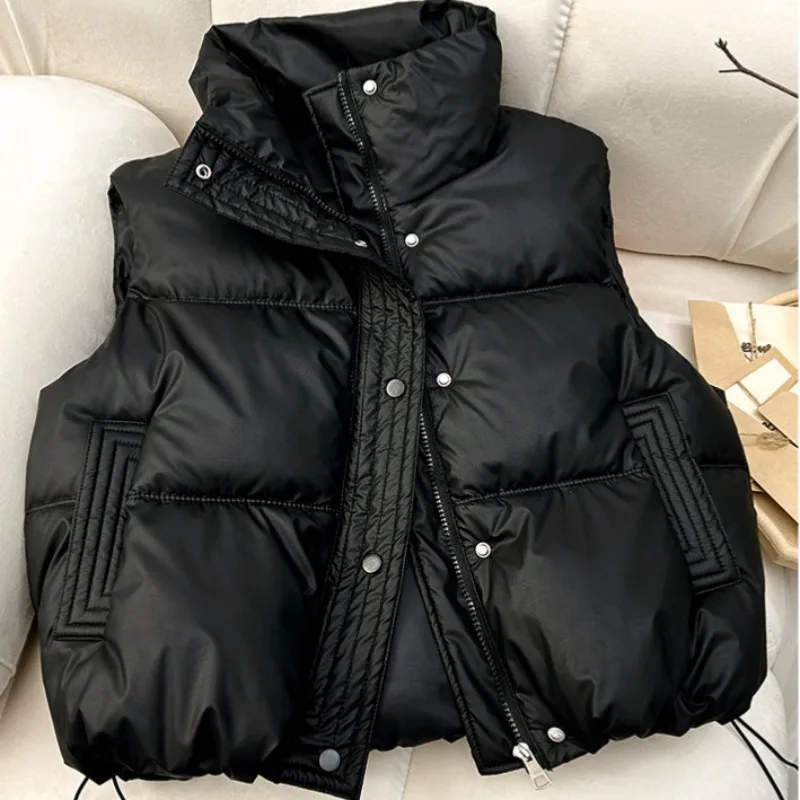 

Top Coat Overcoat Waistcoat Cotton-padded Jacket Woman Spring and Autumn Short Person Loose Comfortable Thicken Pure Colour New