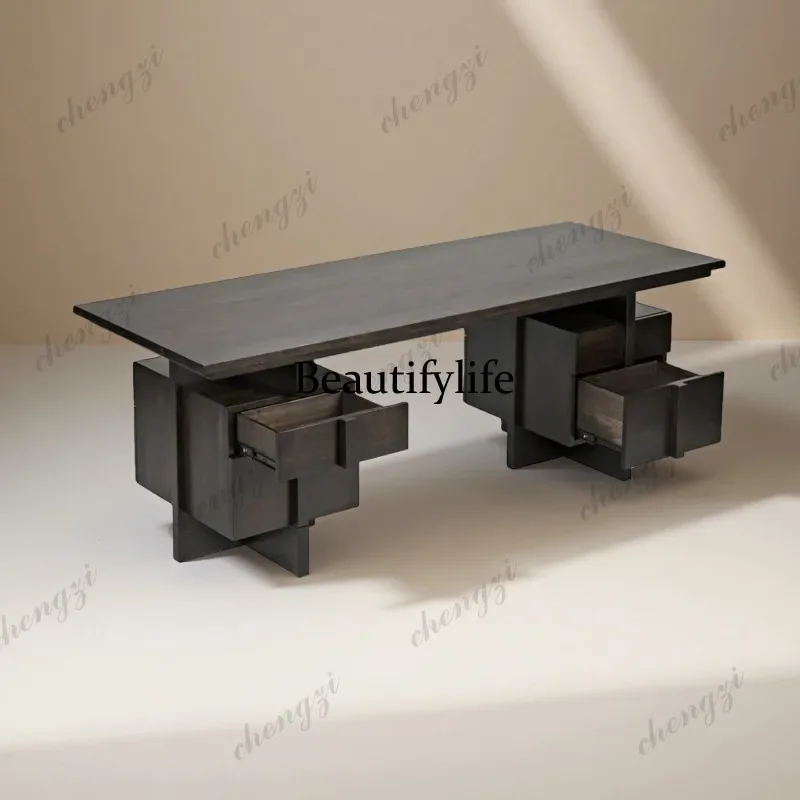 M178 Medieval style solid wood desk French black desk study table high-end workbench
