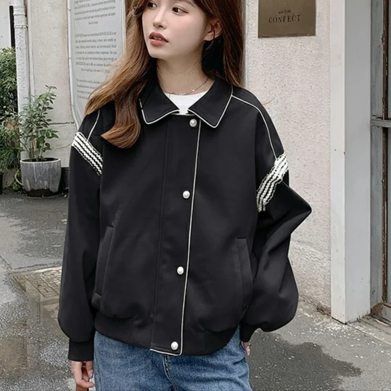 Zip-up casaco feminino preto estilo coreano jaquetas femininas harajuku oferta ofertas de luxo casual comentários roupas novas em outerwears venda