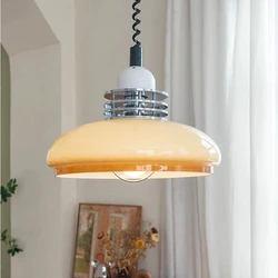Modern Bauhaus Glass Pendant Light Medieval Retro Retractable Chandeliers Restaurant Bar Bedroom Study Pendant Hanging Lamp
