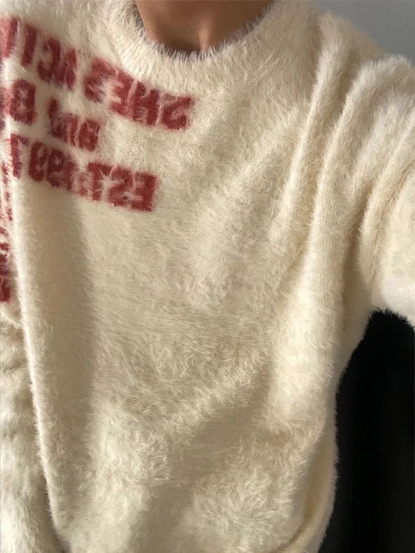 Miękki sweter z dzianiny, okrągły dekolt, idealny na jesień i zimę, w stylu lazy, dla par, długi, ciepły, wygodny, oddychający.