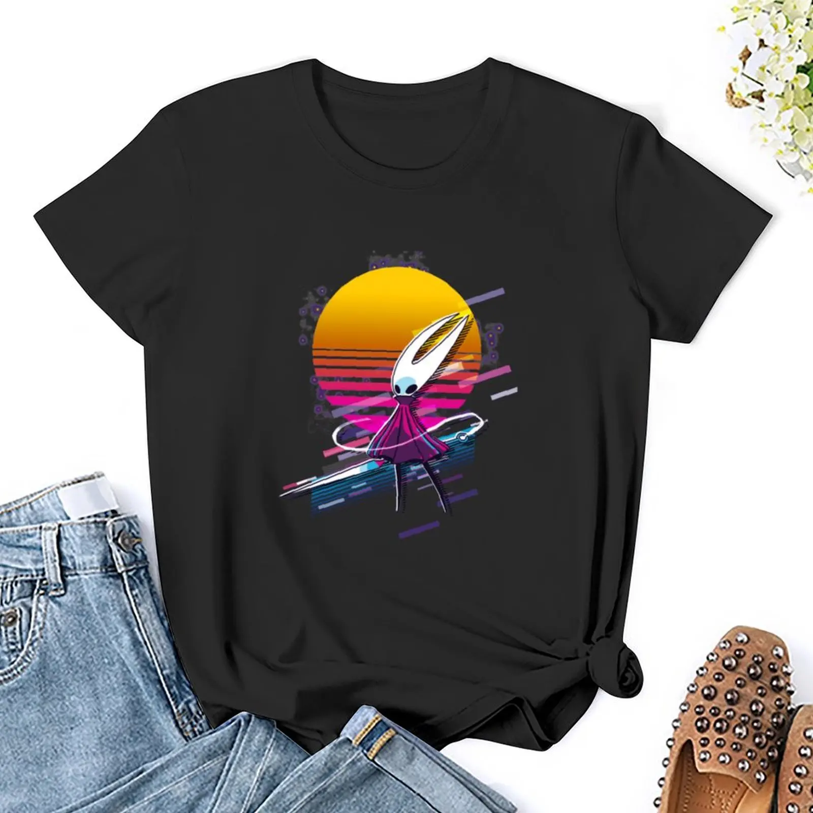 Camiseta feminina Hornet Hollow Knight, roupa fofa, blusa de verão, secagem rápida, canção de seda, retrô anos 80