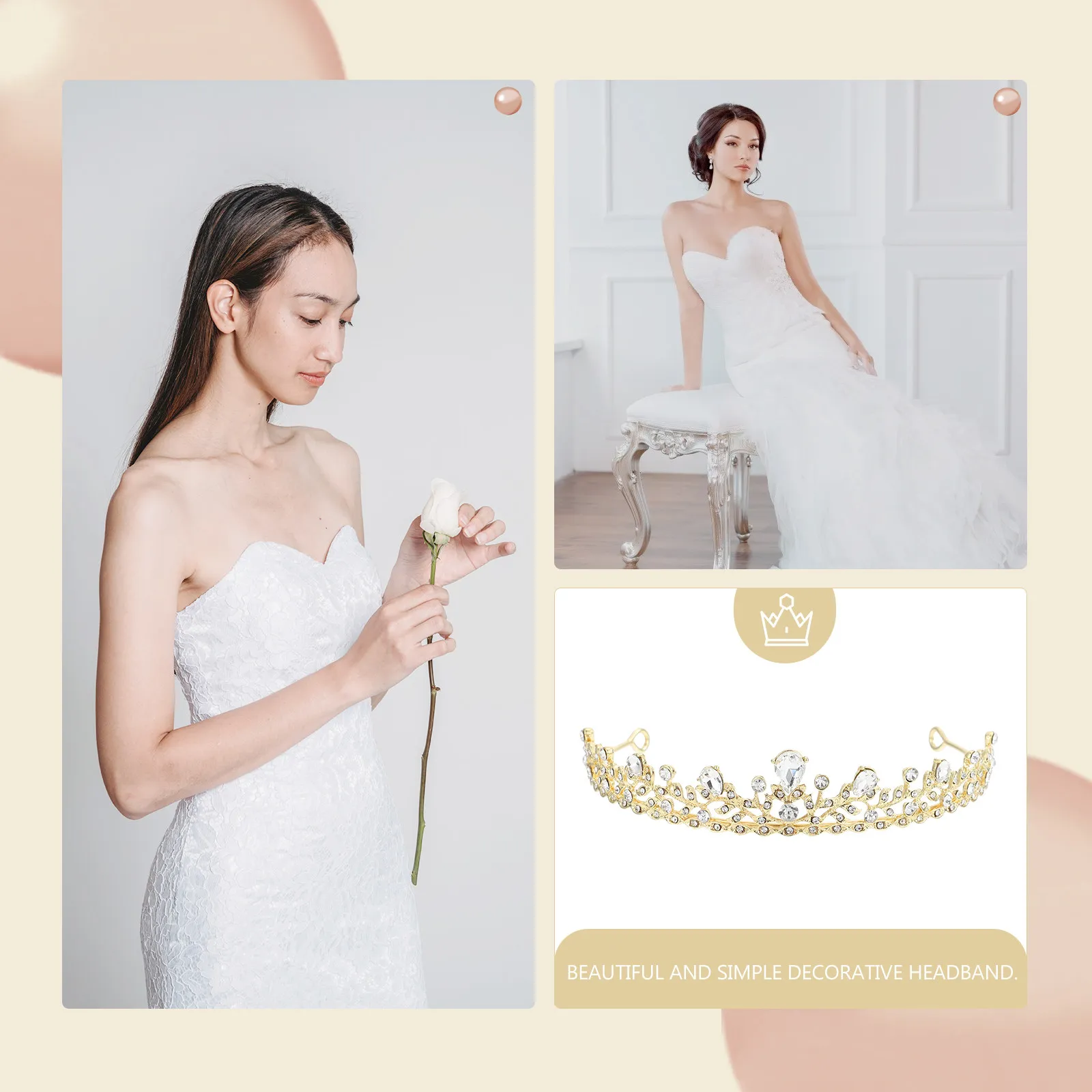 

Rhinestone Crown Tiara for Women Bride Girl Wedding Headdress Elegant Sparkling Headpiece for Ceremony Photo Shoot Gift