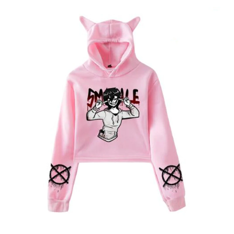 

Anime Creepypasta Crop Top Hoodie Harajuku Cropped Sweatshirt Streetwear Hip Hop Long Sleeves Pullover Tops Sudaderas Mujer