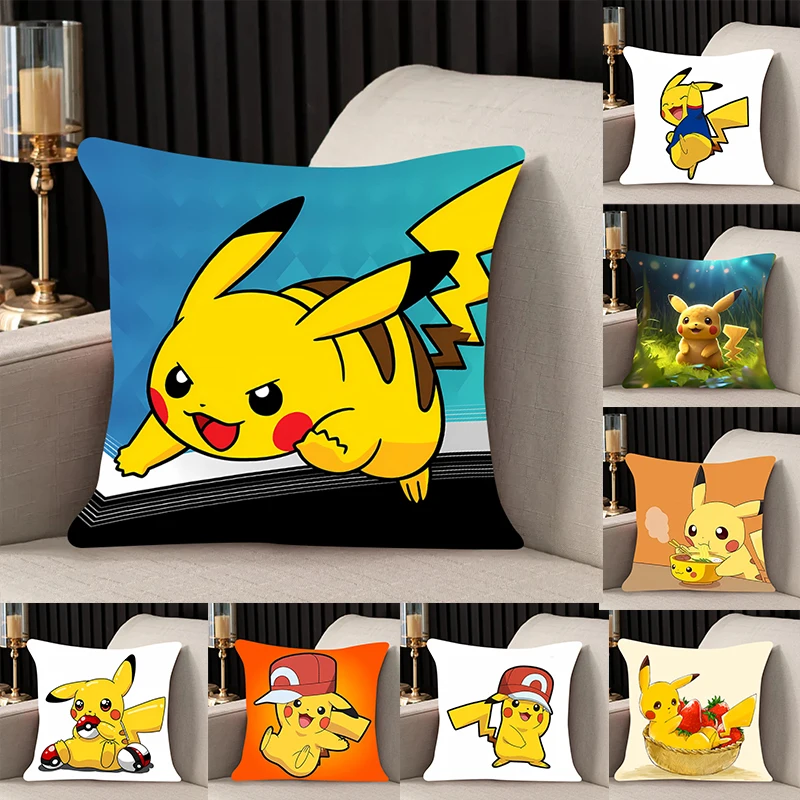 

Pillow Cover Pikachu room bedroomo office coffee shop car Dakimakura Throw Pillows iving room Pillowcase 45x45cm Girl style gift