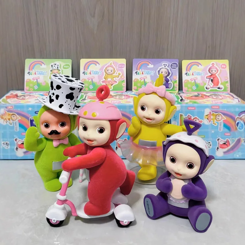 Echte Miniso Teletubbies Baby Travel Series Blind Box Figuren Creatief kinderspeelgoed Verrassingsgeschenken Auto Decoratieve ornamenten