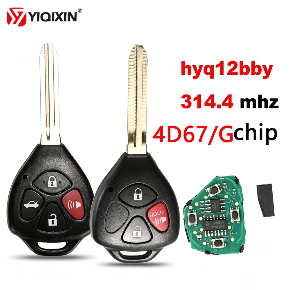 

HyQ12BBY 314.4 Mhz Car Remote Key For Toyota Camry Corolla Avalon Venza Matrix RAV4 Yaris 3/4 Buttons 4D67 G Chip Fob Case TOY43