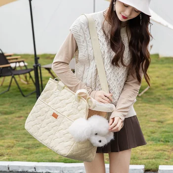 Puppy and cat portable shoulder bag cat carrier bag outdoor travel breathable crossbody bag pet supplies