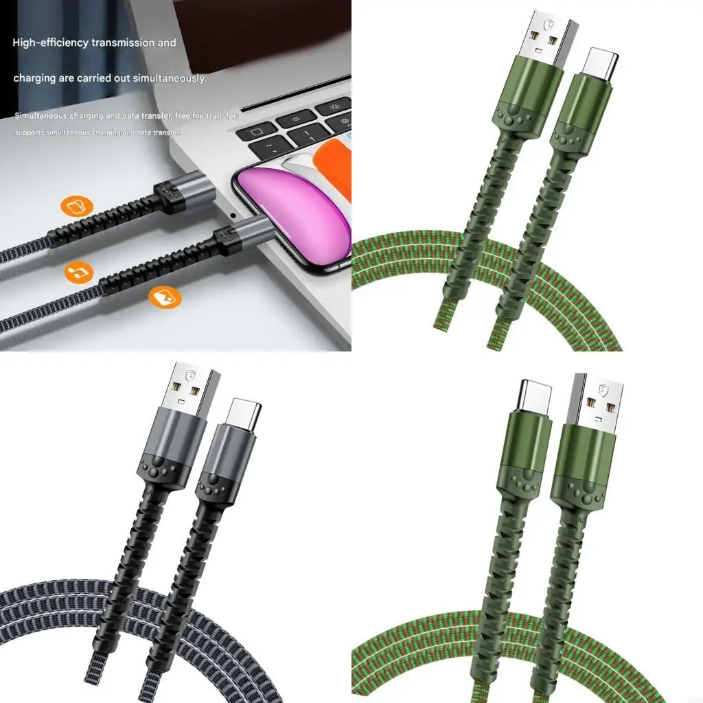 J1HD Heavy Duty 6 A USB C Charging Cable Double Layer Protections Type C Data Cable