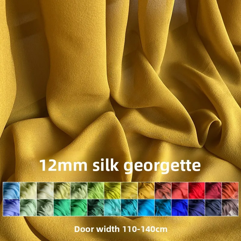 

Natural Mulberry Silk Georgette Fabric for Dress Thickened Solid Color Dress Fashion Clothing Diy Sewing Cloth By The Meter