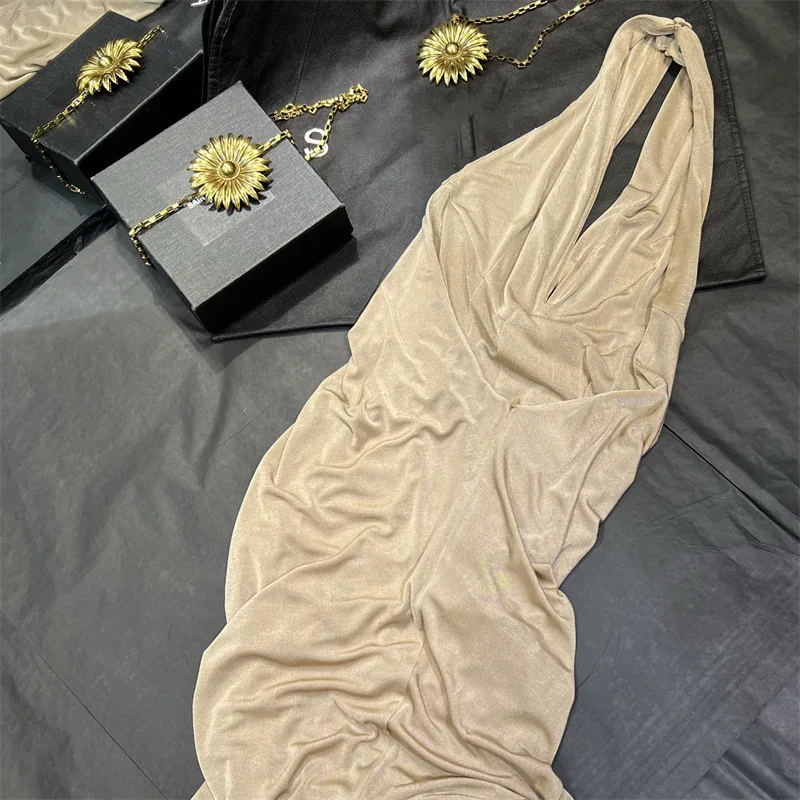 Immagine 7: Abito da donna Nuovi abiti lunghi senza maniche slim fit in maglia elastica per l'estate 2025 Abiti da festa sexy senza schienale Abiti da sera