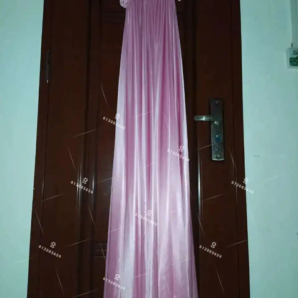 Glossy Sexy Women Satin Maxi Dress with Sash Sleeveless Loose  Plus Size Long Dress Sleeping Robe