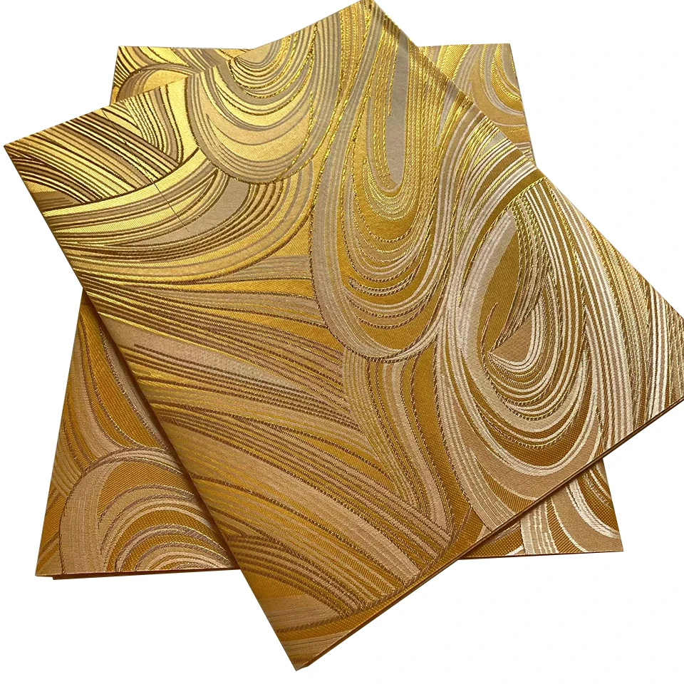 

New Luxury Sego Gele Set, Gold Swiss Damask Headtie for African Women's Wedding, Engagement, Church & Party TXH-21-13