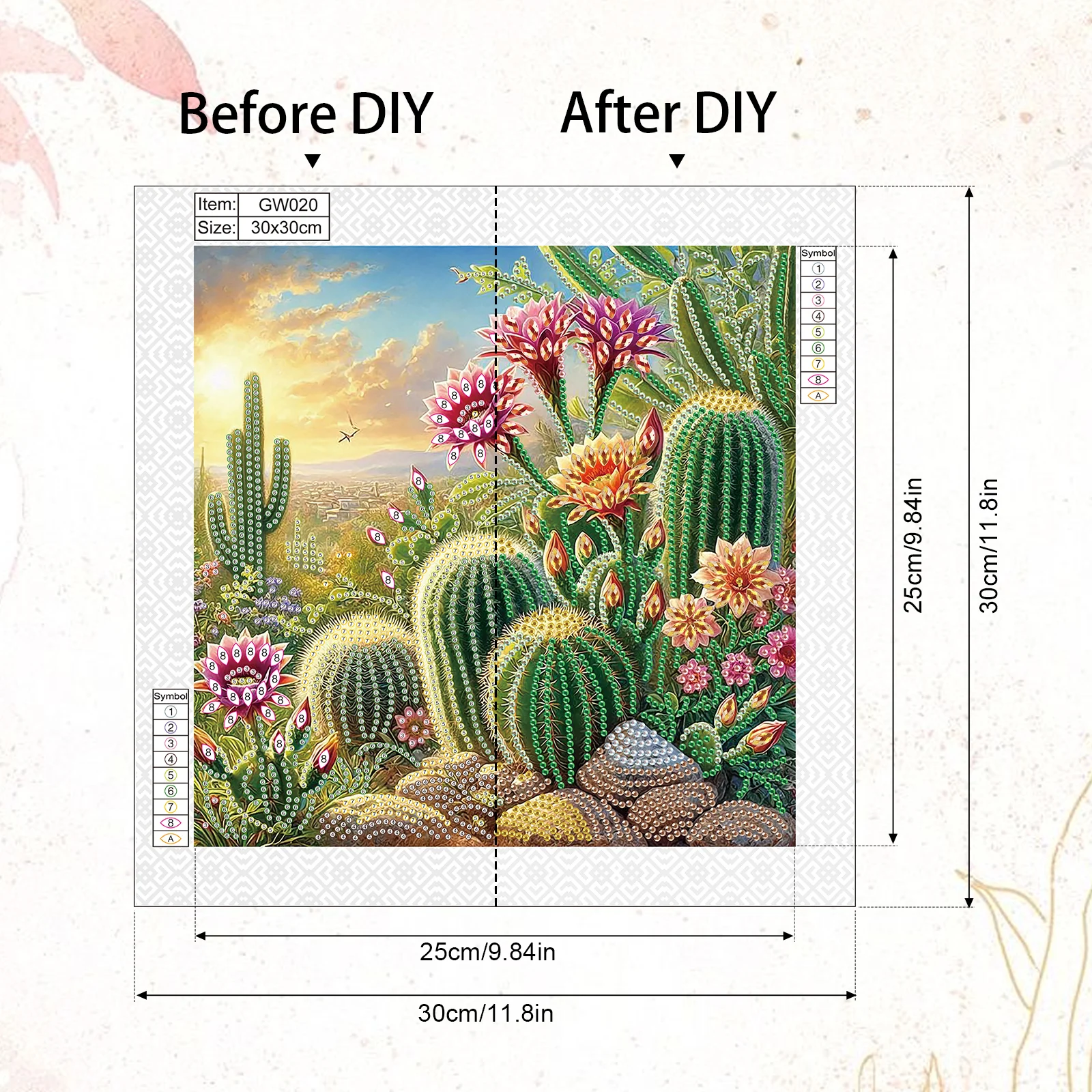 5D DIY Diamond Painting Flower Kit Cactus Decoration DIY Alien Drill Diamond Mosaic Art Gift Crafts Wall Home Decoration - view 2