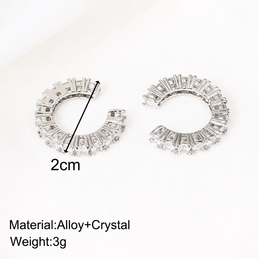 2Pcs Full Rhinestone Zircon Ear Cuff Ear Clip for Women No Pierced C Shape Earcuff Ear Wrap Earcuff Clips Fashion Jewelry Gifts image 6
