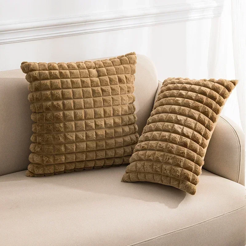 Flush Block Diamond Solid Living Room Decoration Cushion Cover 30x50CM 45x45CM Fur Sofa Pillow Case Moden Home Decor