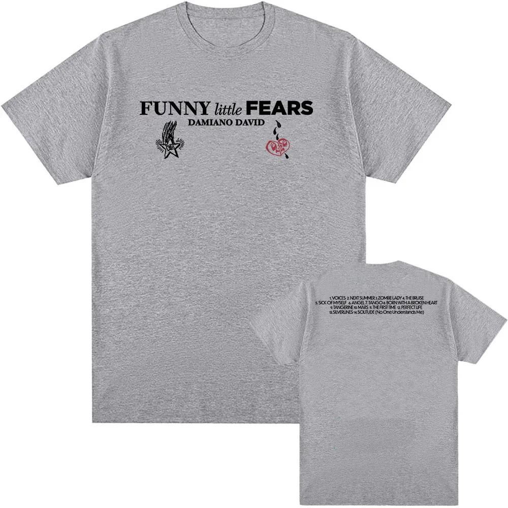 مضحك ألبوم الخوف الصغيرة 2025 تي شيرت المغني داميانو ديفيد الطباعة بلايز القطن لينة الجولة الرقبة تي شيرت الرجال الشارع الشهير للجنسين
