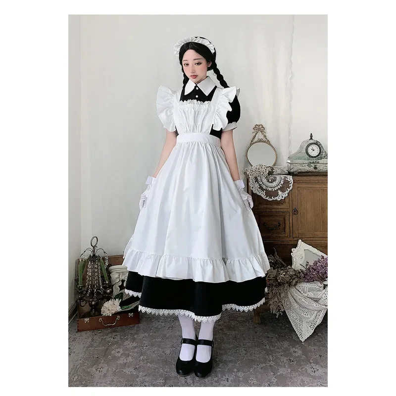 Women maid outfit anime long dress French court maid dress Lolita cosplay costume dresses