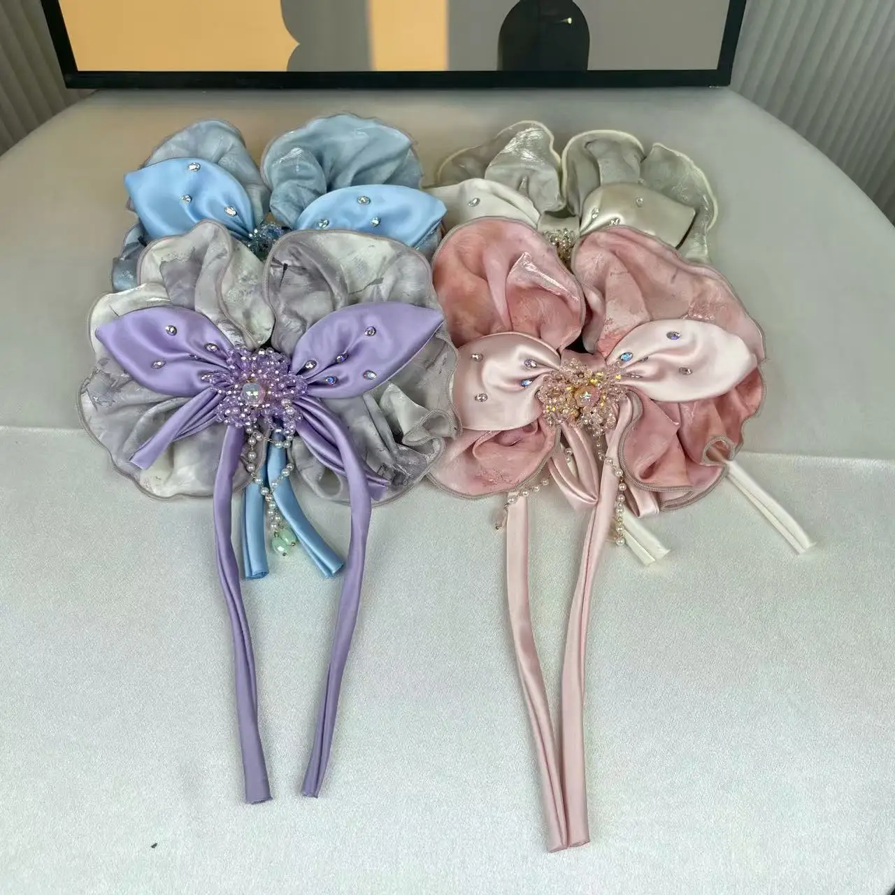 Заколка для волос с бантом и цветком, аксессуар для волос на затылке, пружинный зажим, аксессуар для волос в корейском стиле, милый стиль для девочек