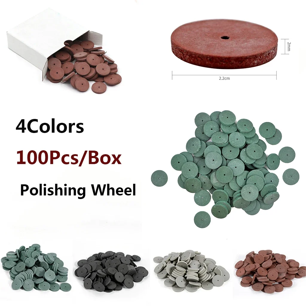 

Cesoon 100Pcs/Box Dental Rubber Polishing Wheels Polish Disc Jewelry Rotary Tool Dentistry Polisher 4 Colors Dentist Materials