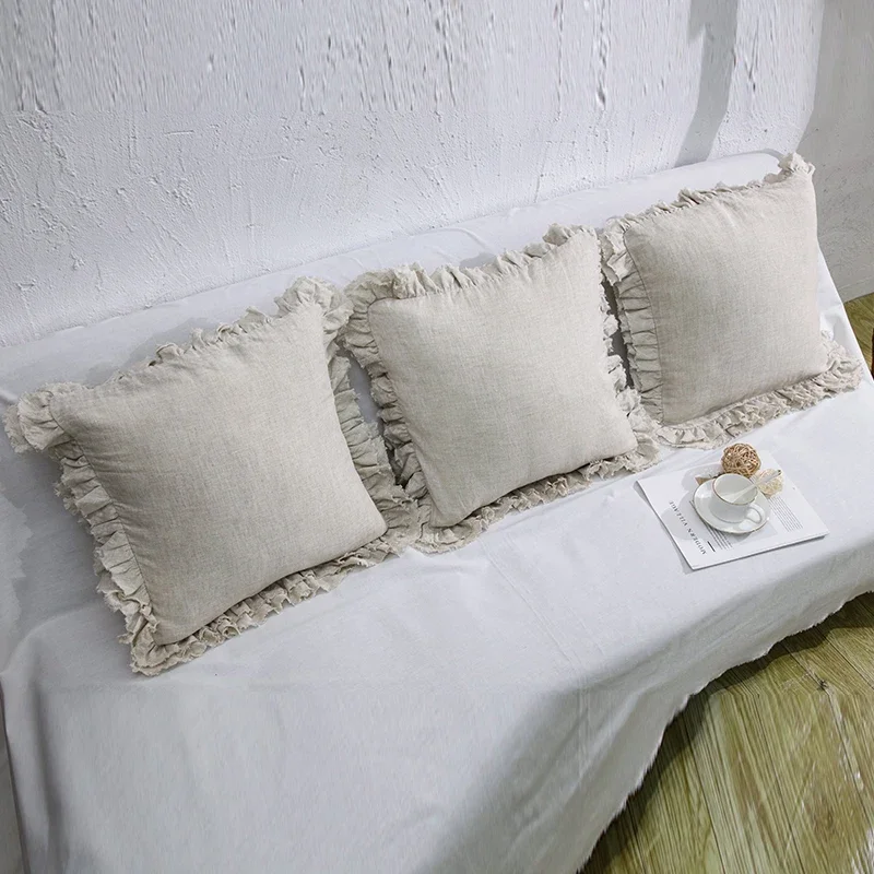 Wabi-Sabi Shams Shabby Chic Pillowcases, Ruffled Pillow Cases, Farmhouse Ruffle Country, Elegant 100% Linen, Vintage Decorative