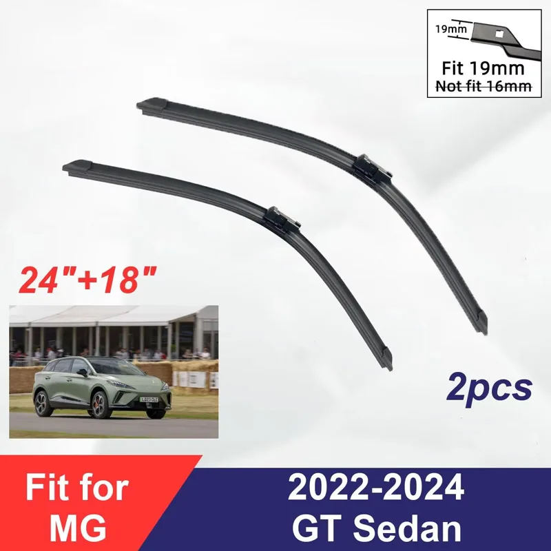 

For MG GT Sedan 2022-2024 Front Wiper Blades Boneless Frameless Rubber Cleaning