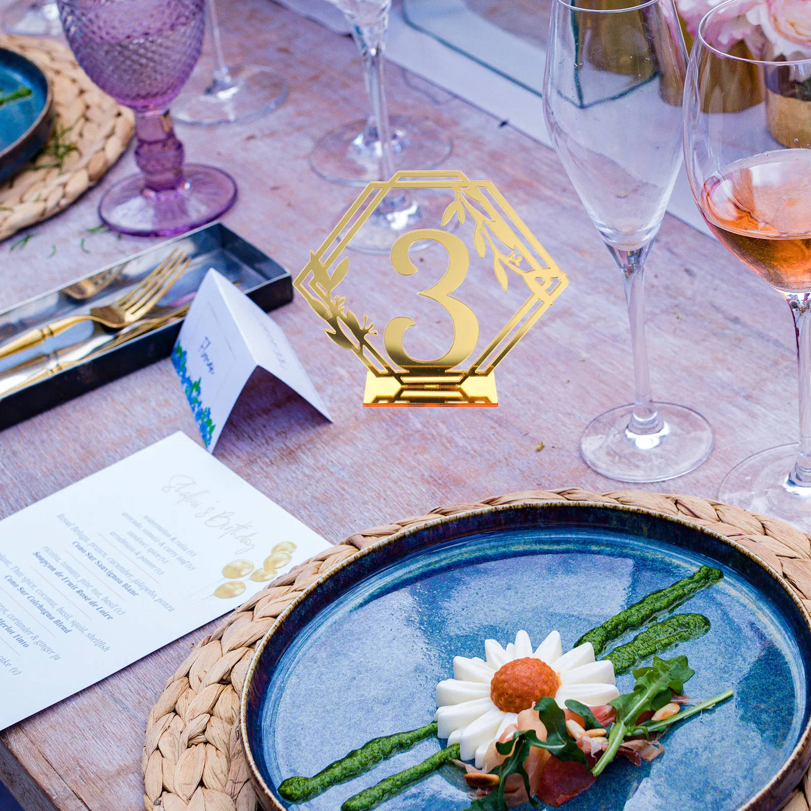 

10pcs Acrylic Table Number Plates Reserved Signs for Wedding Banquet Events Decor Hexagon Shape Seating Cards