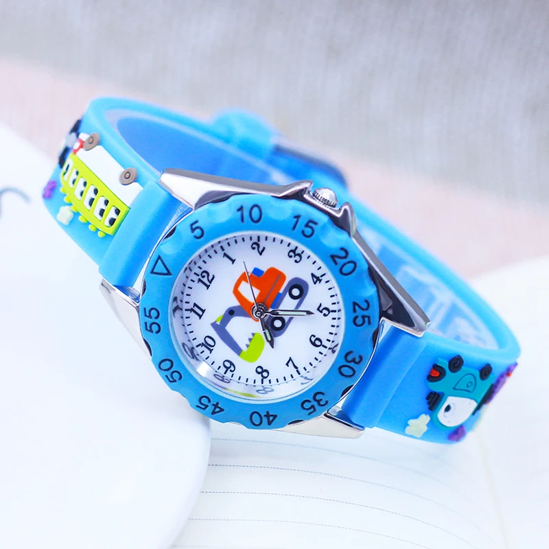 Chaoyada Fashion Cartoon Small-car Excavator Silicone Strap Watches For Children Child Boys Girls Students Sports Cool Watches