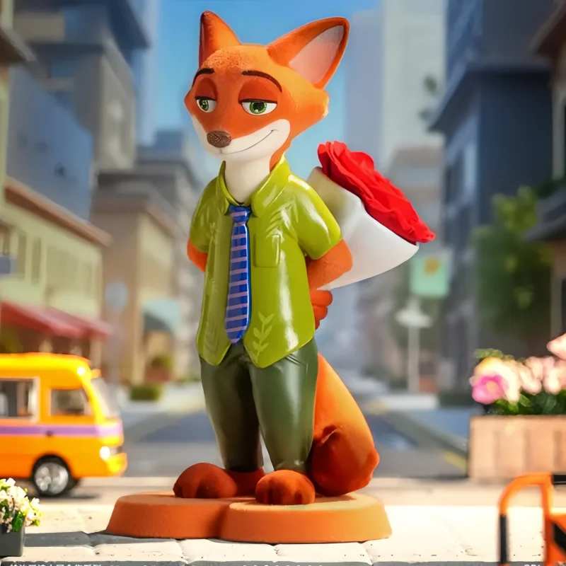 Officially Licensed Disney, Zootopia, Preserved Flower Cute Style, Judy Nick Blind Box,  Qixi Gift Collectible Desktop Decor Toy