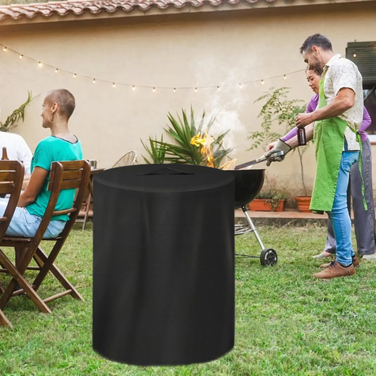 Outdoor Heater Cover Waterproof Windproof Round Patio Fire Pit Covers For Yards Porches Gardens Lawn Party Indoor