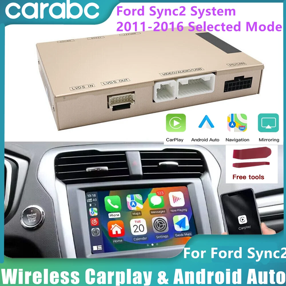 CARABC - Reproductor Multimedia Inalámbrico para Automóvil con Sistema Android Auto para Ford Sync2 2011-2016 Explorer Focus Fiesta C-max Edge F150 Fusion Taurus