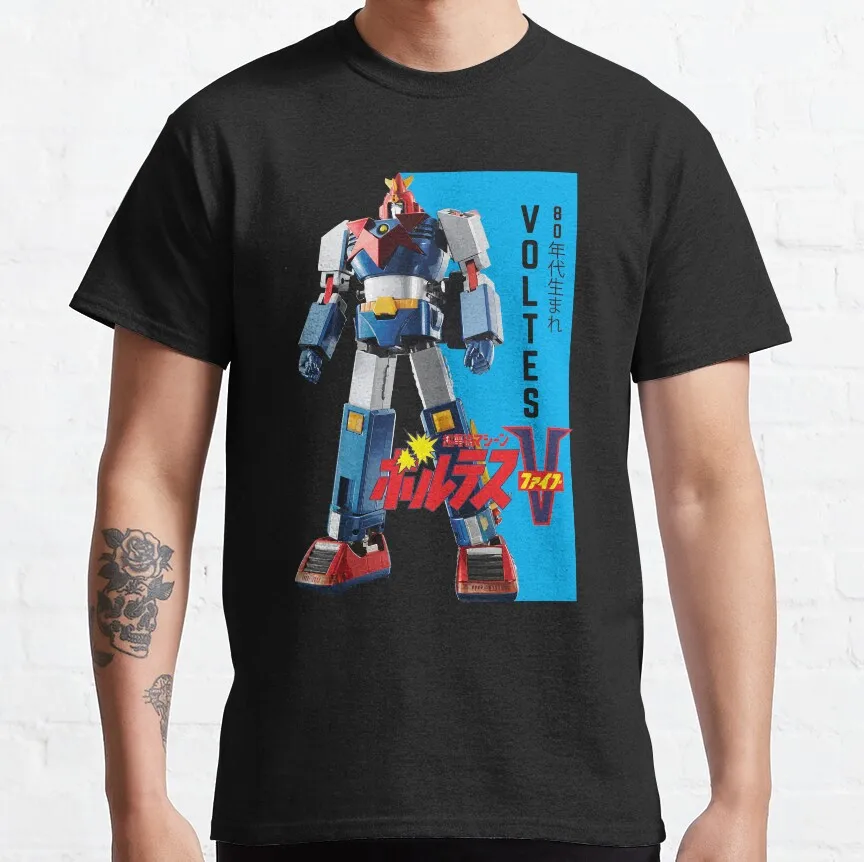 

Retro Voltes V Anime Gift t shirt Japan Robot Mecha graphic tee Y2K Clothes 100% Ccotton printed clothing Large size Tops