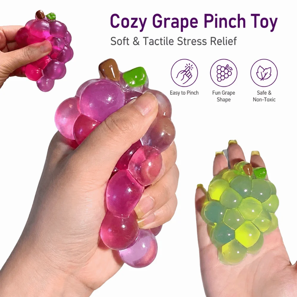 Stretchy Material Fidget Toy Slow Rising Fruit Shape Fruit Grapes Creative Squeeze Design Stress Relief Toy Focus Enhancement