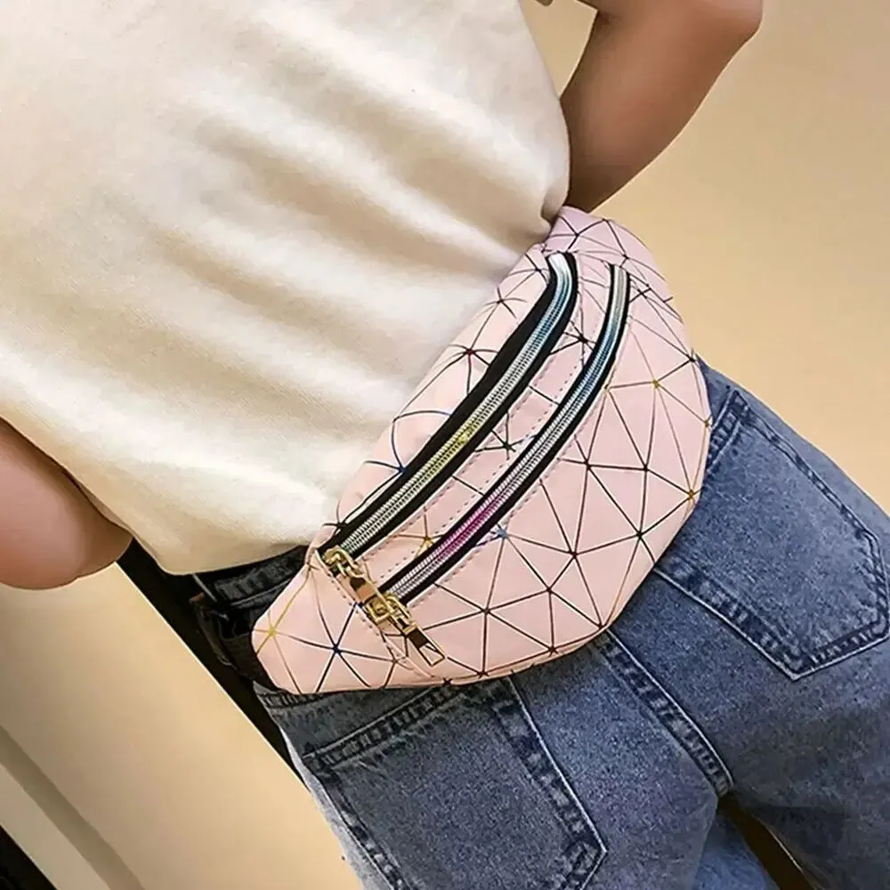 New Fashion Women Waist Packs Fanny Pack Pouch Hip Purse Satchel Laser Belt Bags Geometric Patterns Wallet