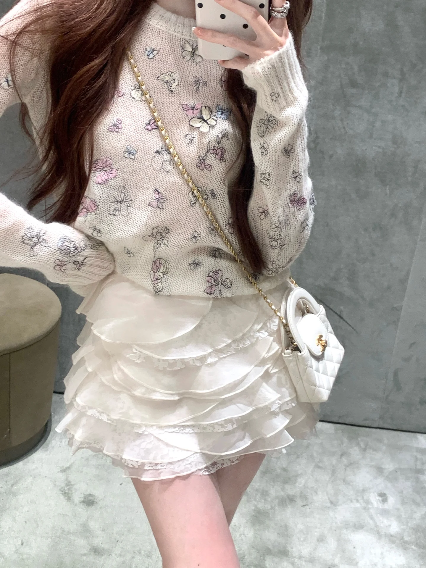 

Coolline High Waist Lace ort Skirt Versatile Beautiful Floral Mist Series Cake Skirt Sle Youth Daily Wear A-Line Silhouette