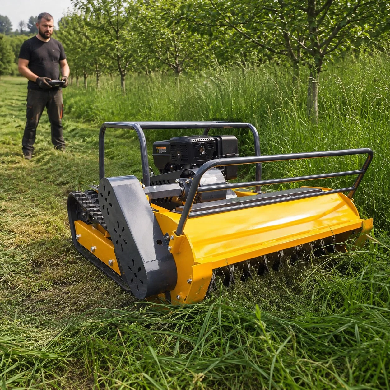 Wholesale Remote Control Crawler Lawn Mower For Farm Agriculture Grass Cutting