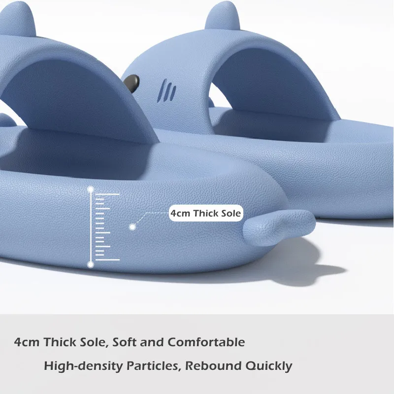 Big Size Shark Slippers 4CM Platform Women Men Indoor Bathroom Slides Couples Summer Shoes Soft EVA Female Male Beach Flip Flops