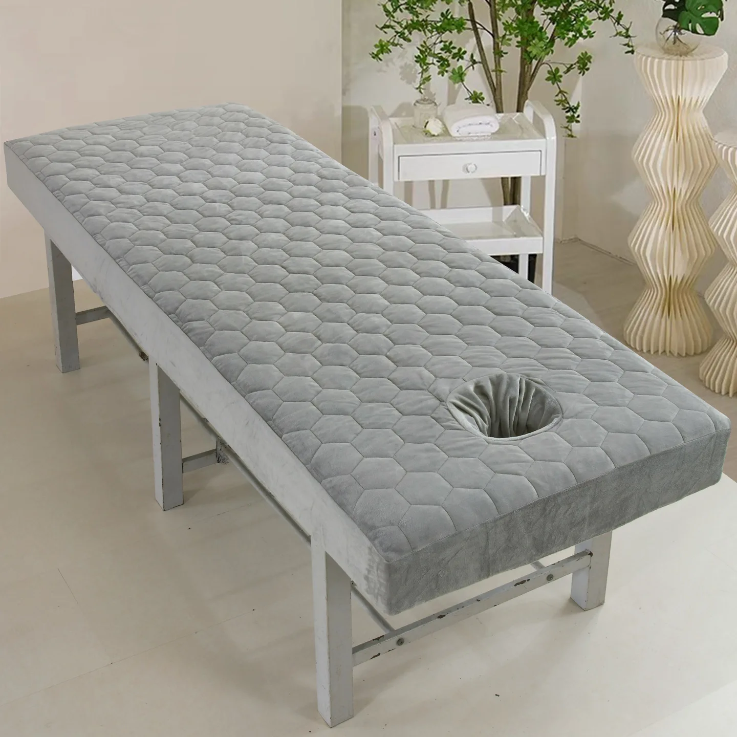 Image of Schönheitssalon Massage Tagesdecke Flanell Bettdecke Massage Bettlaken Spa Behandlung Bettlaken mit Gesichtsloch