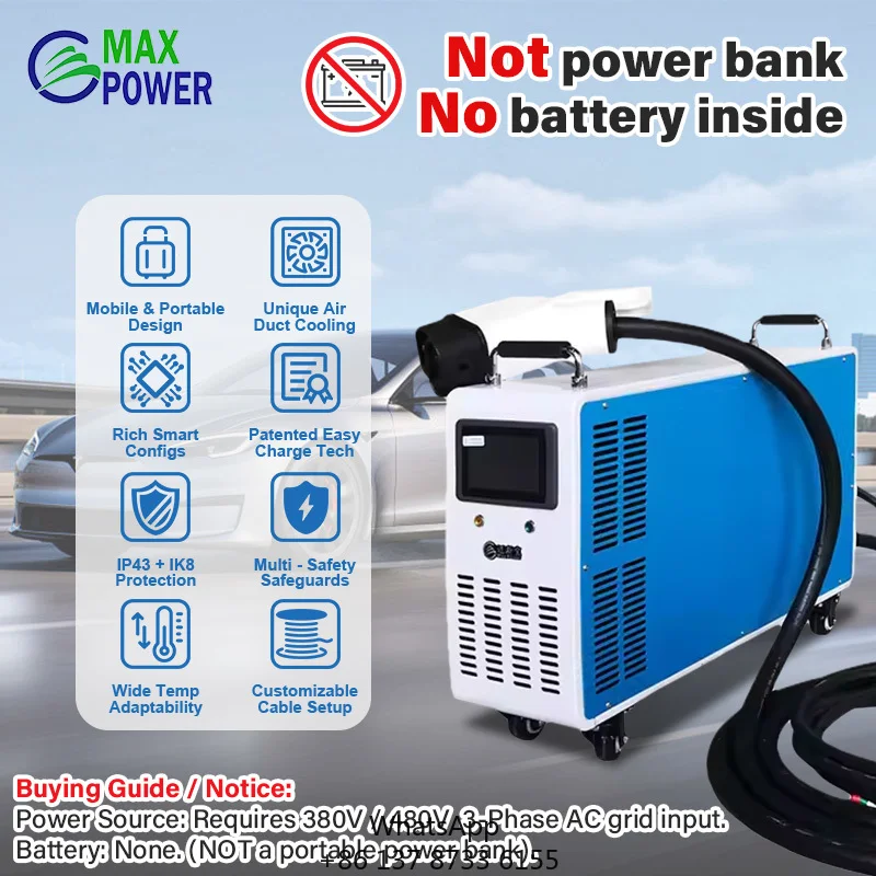 High Quality CE Approved 480V 3 Phase Input Gbt Portable 20A Electric Agv Forklift 7kw Dc Input Ev Charger Dc Charger 7kw