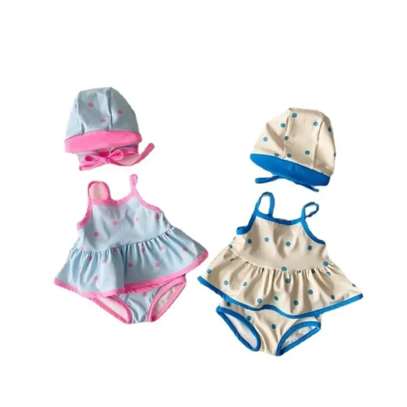 Swimwear For Children Summer Girls Swimsuit 3 Pieces Swimsuit 1-5T Girl Sleeveless Swimming Wear Rainbow Mermaid Bathing Suits