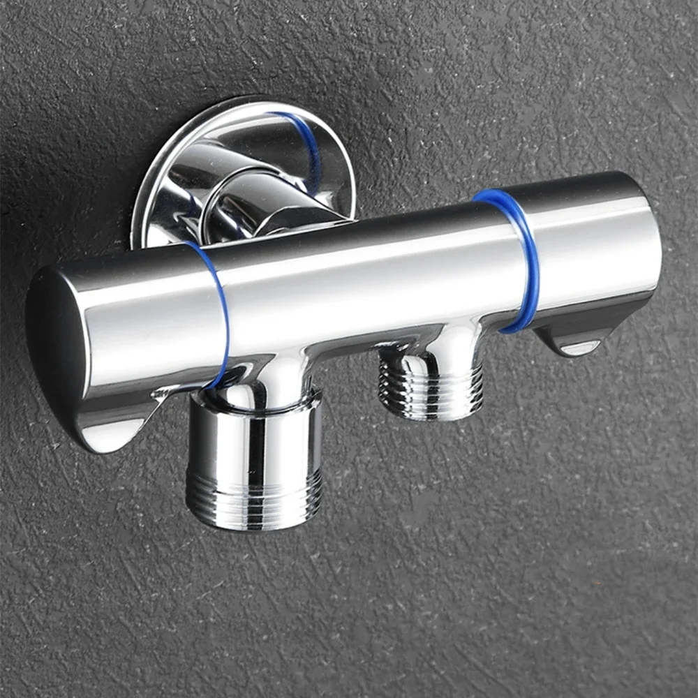 Triangle Valve Stainless Steel Silver Water Divider Dual Use Dual Outlet One in Two Out Three Way Washing Machine Faucet Special