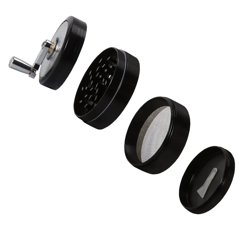 Hand Crank Tobacco Mill Grinder Zinc Alloy Crusher 4Parts 60MM Pipe Smoking Grinder Herb For Cigarette Accessories