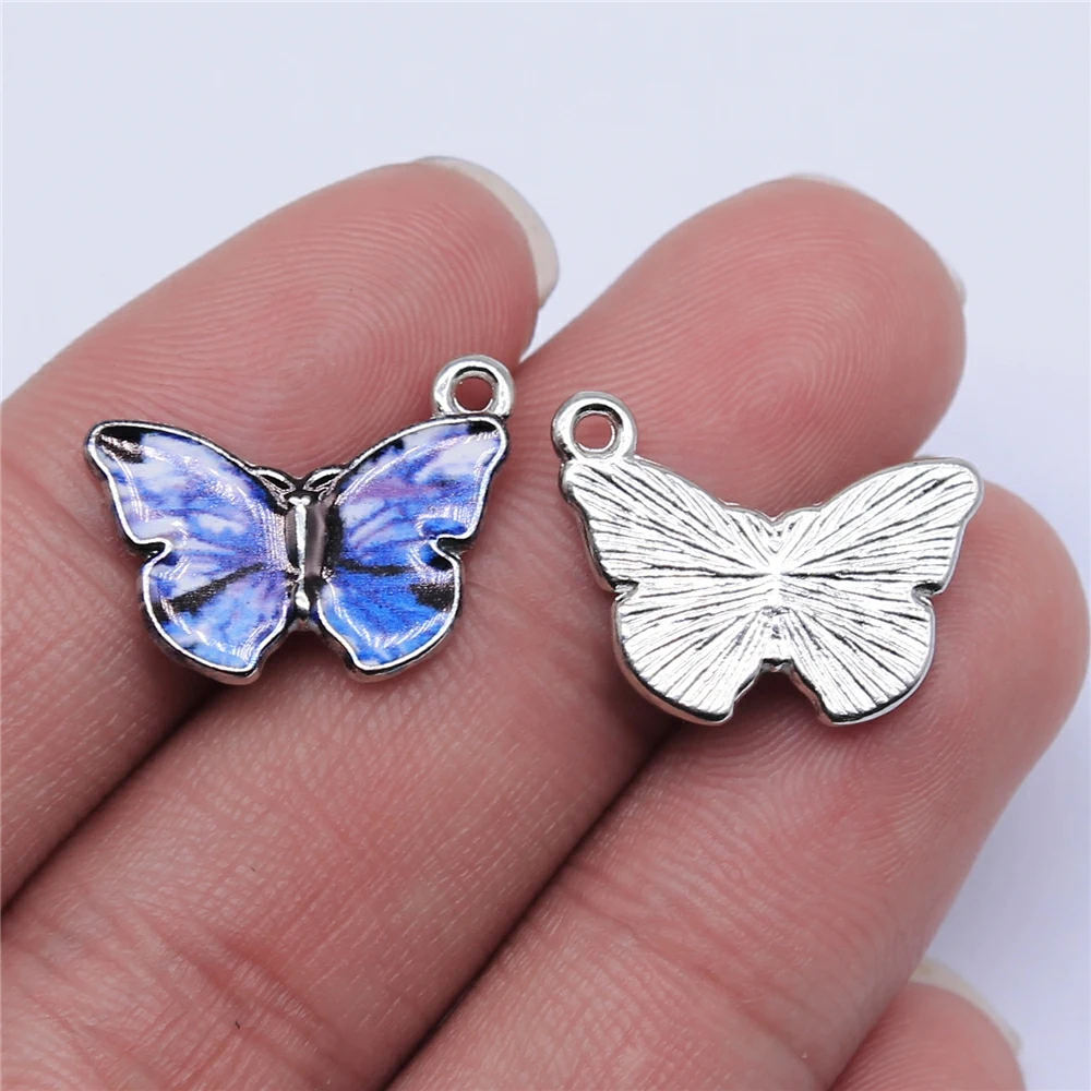 WYSIWYG 10pcs 19x15mm Rhodium Color Enamel Butterfly Charms For Jewelry Making DIY Jewelry Findings image 4