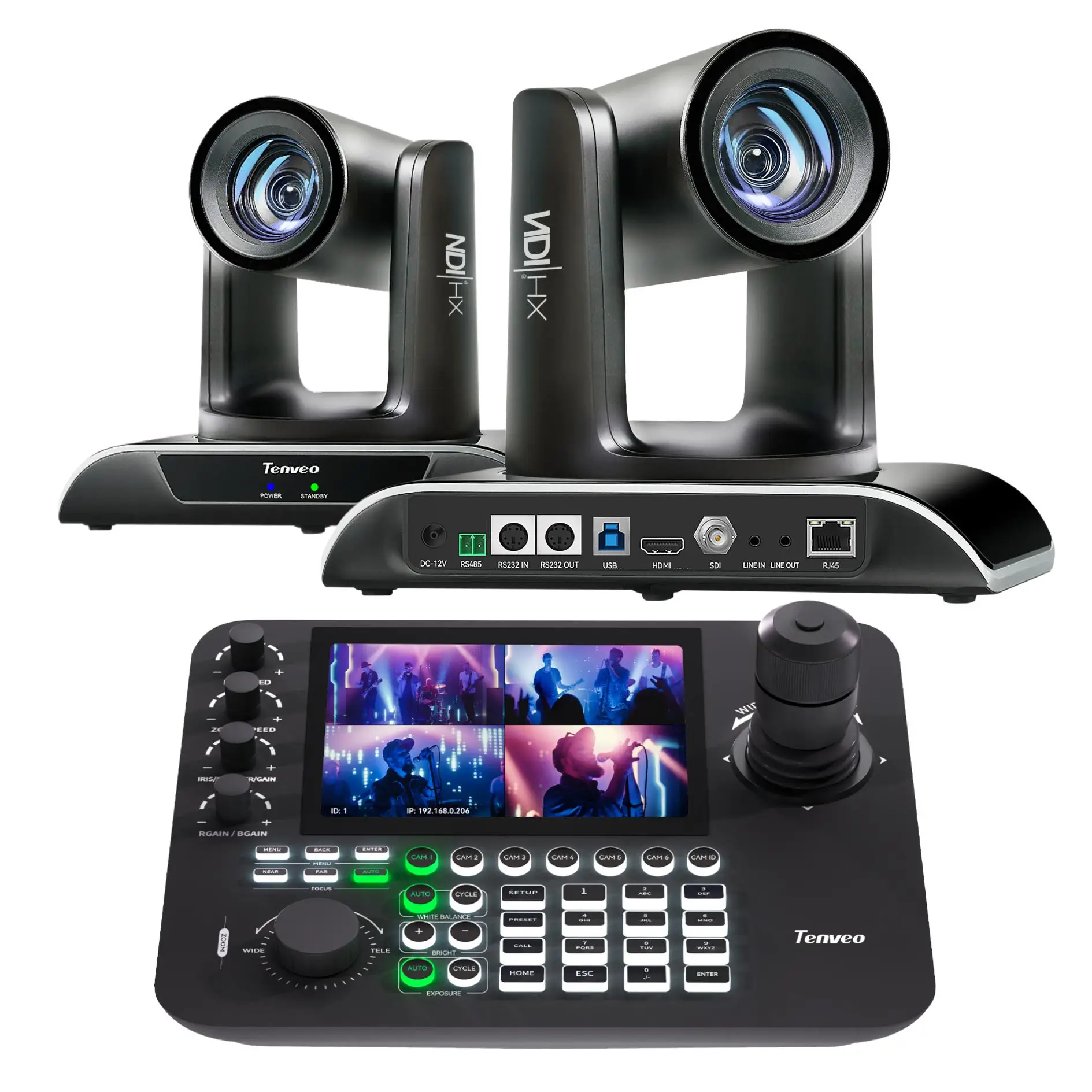 Live Streaming System AI Auto Tracking 30X NDI PTZ Camera With IP Joystick Controller For Live Broadcast Large Events