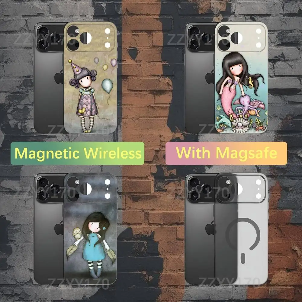 

S-Santoro Cute Dolls Phone Case For iPhone 17,16,15,14,13,12,X,XS,Pro,Max,Plus,E,Air,Mini with Magsafe Magnetic Liquid TPU