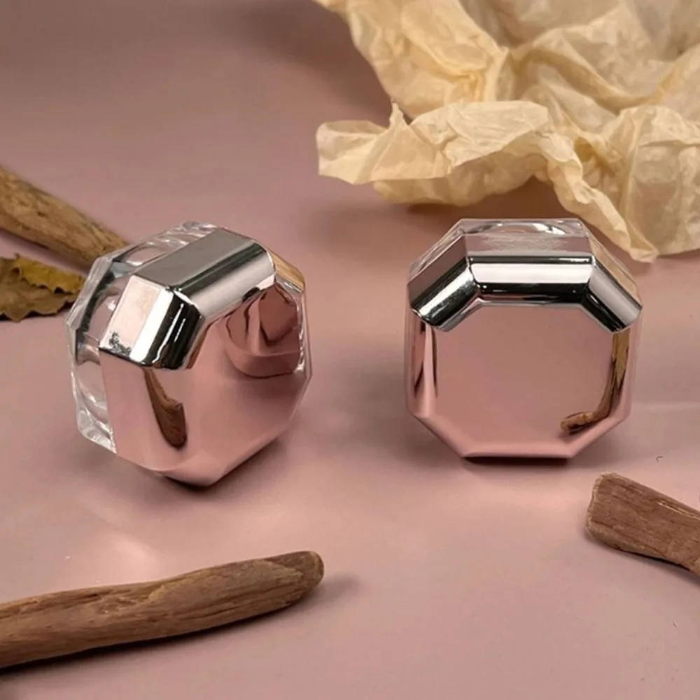 Picture 4: Plastic Loose Powder Case 8g Capacity Rose Gold Rim Cosmetic Sub Box Transparent Octagon Shape Setting Powder Jar