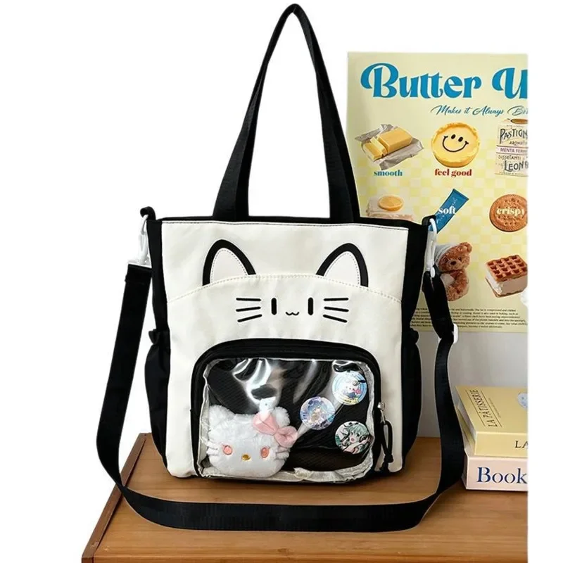 

JK Anime Cat Itabag Y2K Tied Bag Shoulder Cross Body Double Shoulder Leisure Backpack Animation Valley Large Appetite Itabag New